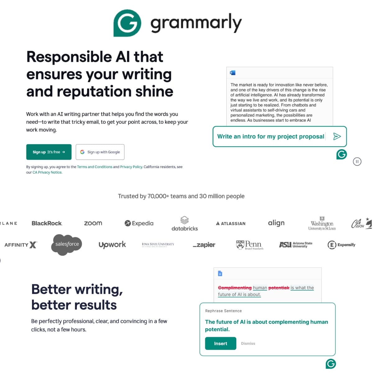 Screenshot of Grammarly